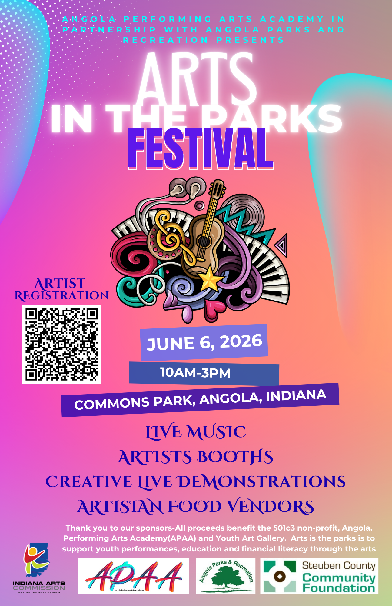 Artists Sought for Arts in the Parks Festival in Angola